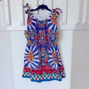Dolce & Gabbana Multicolor Kids Dress with Bow Straps